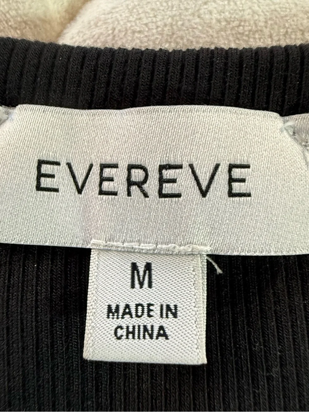 Evereve Mixed Media Ribbed Knit Tank Top Black Size M Satin Yoke Sleeveless